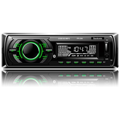 Автомагнітола Bluetooth FP-316 Black/Green  Fantom 